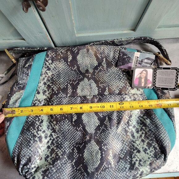 Aimee Kestenberg Tuscany Cobra Print Pebble Leather and Suede Hobo Shoulder Bag - Picture 9 of 10